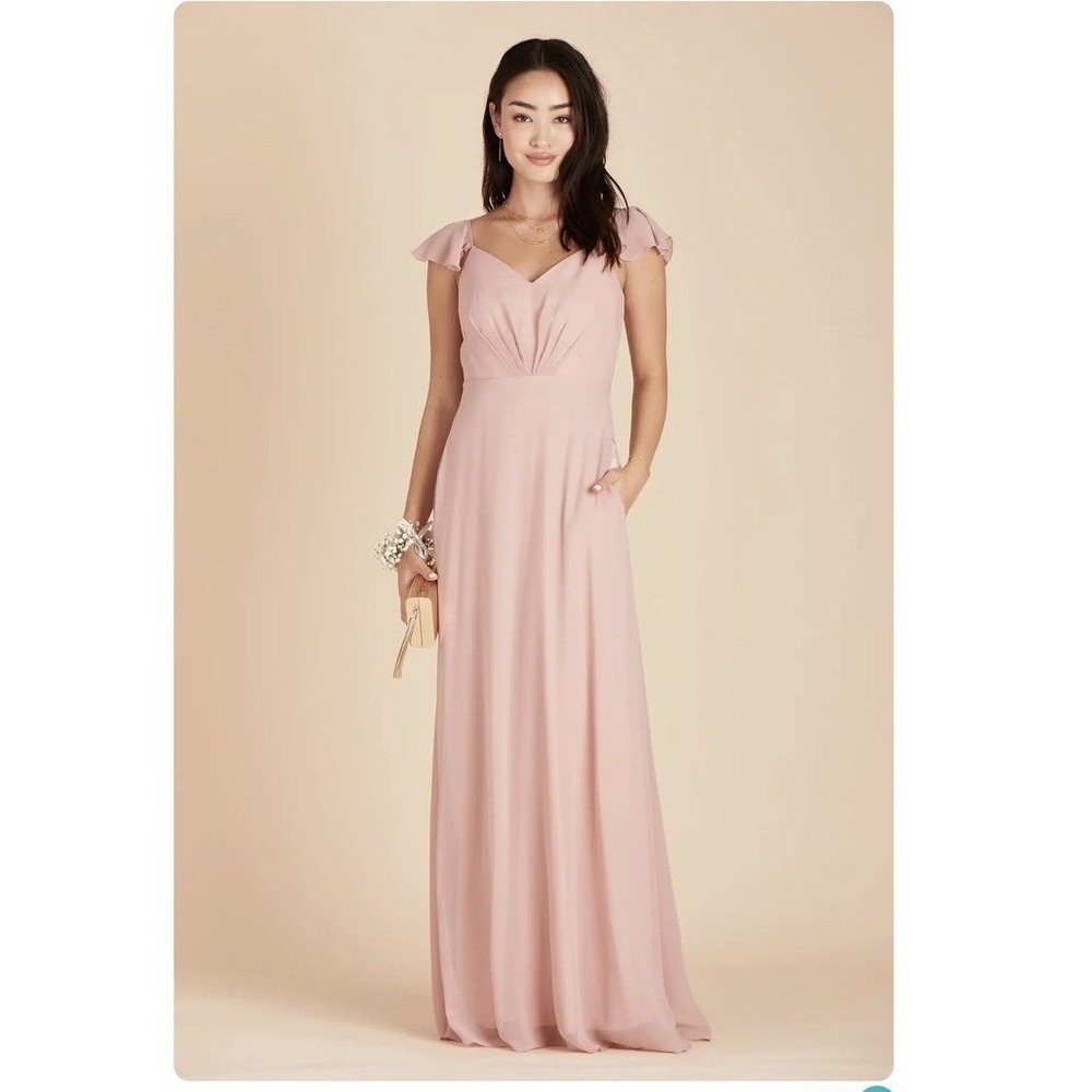 Birdy Grey Kae Bridesmaid Dress Small Rose Quartz Pink Chiffon Maxi NWT
